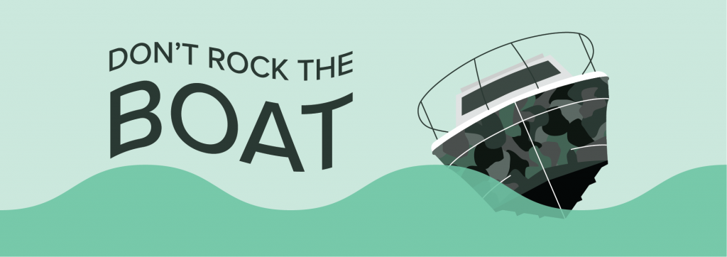 Illustrated graphic of boat rocking in water