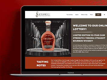 Design of the Cask Strength Lottery Page "A. Smith Bowman Distillery"