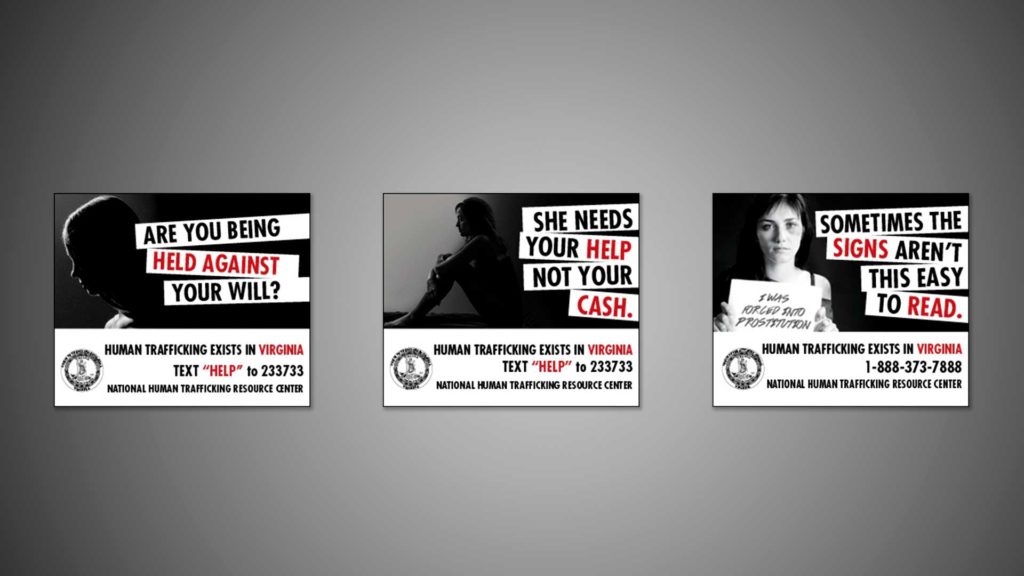 3 digital ads for the Human Trafficking Campaign