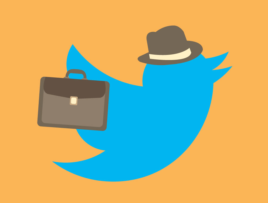 Twitter Bird with Hat and Briefcase